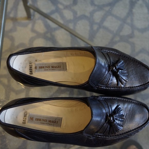 Bruno Magli Black Leather Slip on loafers men SZ 9 - Picture 2 of 10